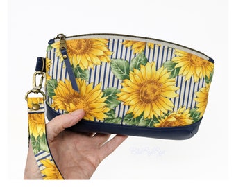 Sunflower Wristlet Clutch Phone Bag with EnviroLeather