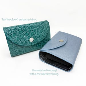 Monederos con forma de acordeón, diez ranuras para tarjetas, cierre magnético a presión, regalo para ella, organizador de bolsos de viaje, tarjetero de regalo, cocodrilo verde azulado, azul hielo