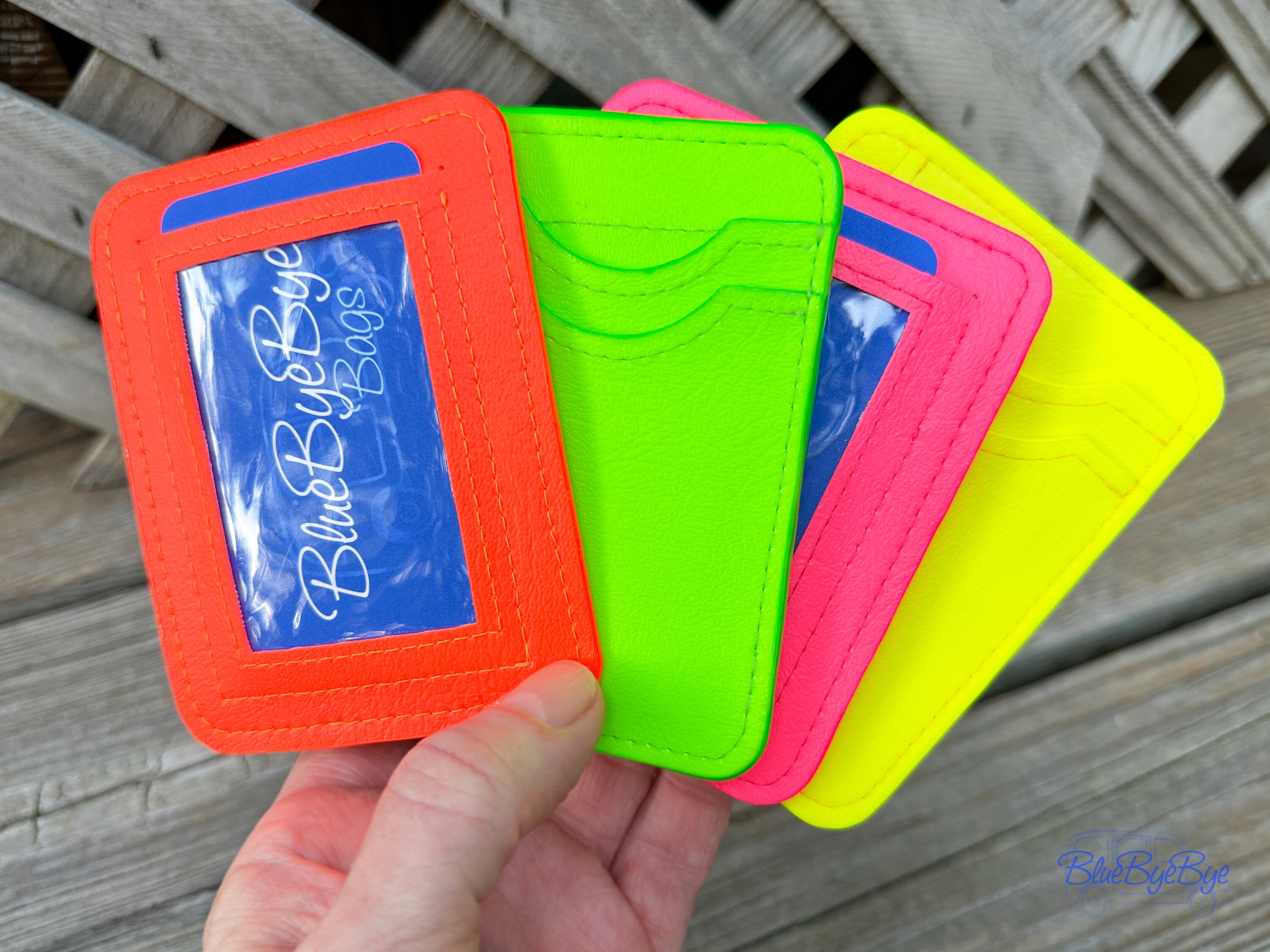Marithe☆CIRCLE LOGO CARD WALLET BAG (2color) Neon ID Unisex Wallet, Neon Orange Card Cash ID Holder, Neon