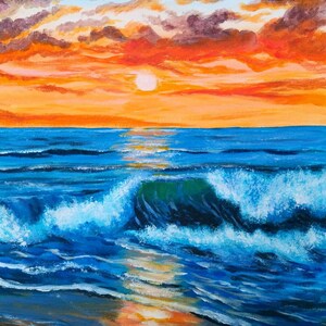 Atardecer en Varadero - pintura acrílica original de DenitsaArt