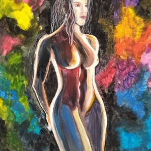 Imperfect beauty original acrylic painting by DenitsaArt