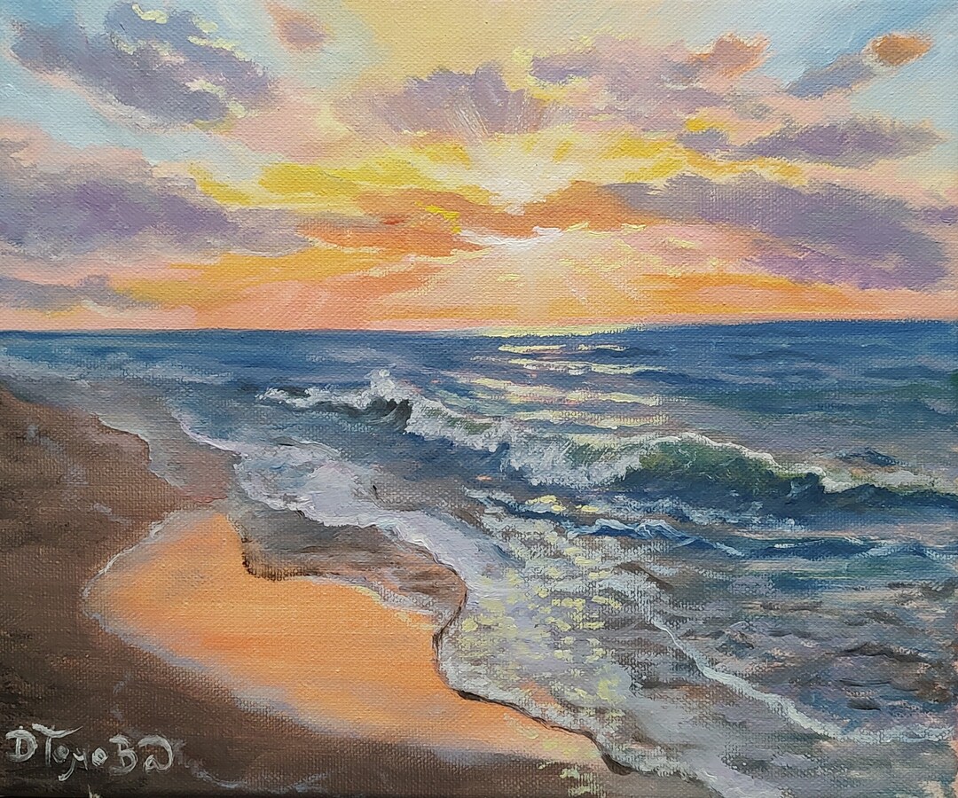 Original Beach Sunset Oil Painting - Seascape Art by Denitsaart - Etsy