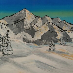 Mountains - original acrylic painting by DenitsaArt
