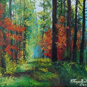 Forrest original oil painting by DenitsaArt