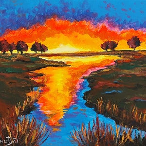 Lake - acrylic painting by DenitsaArt