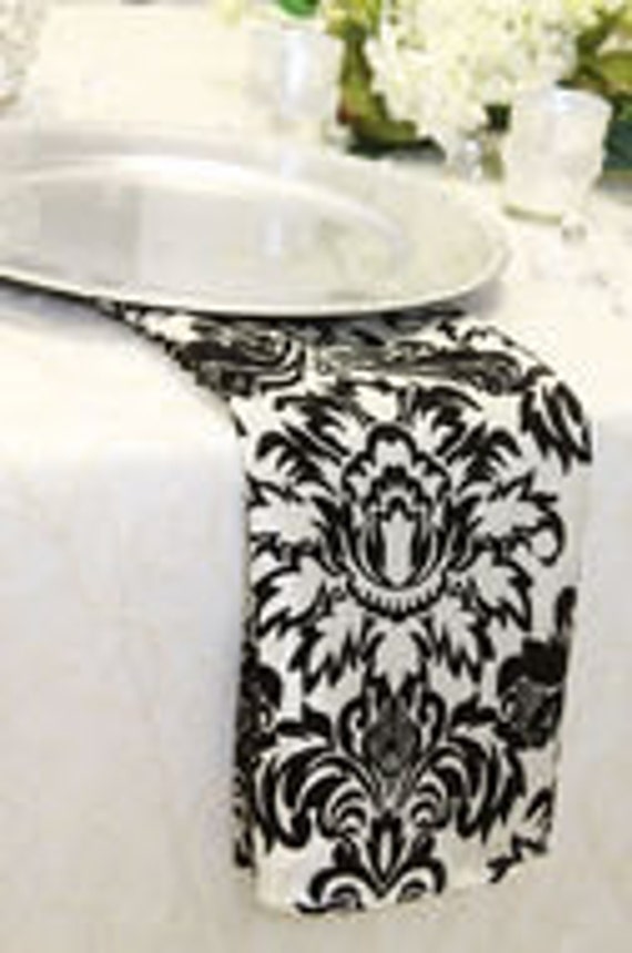 Items similar to Black and White Damask Flocking Napkins on Etsy