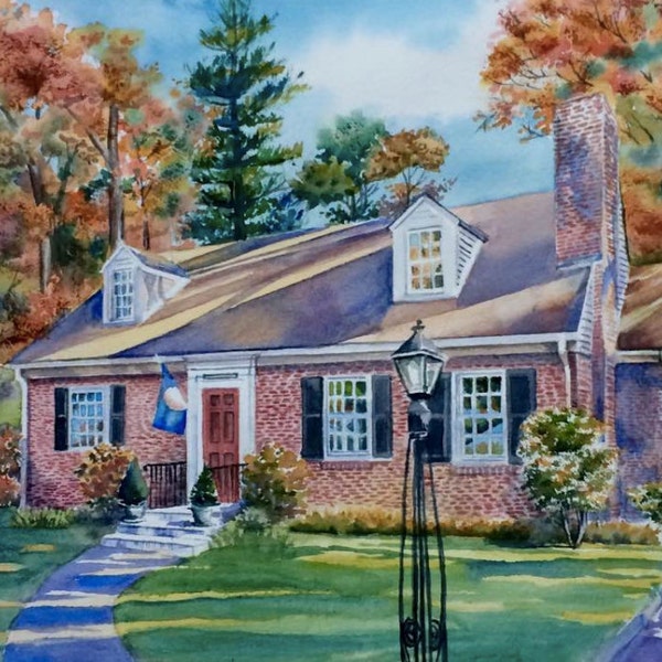 Watercolor House Painting Etsy