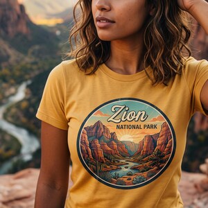 Zion National Park Vintage Patch Shirt | Hiking Gift | Retro Nature Tee