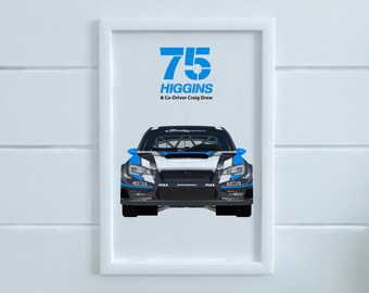 David Higgins & Craig Drew - Subaru Rally Car Poster, Minimalist Poster
