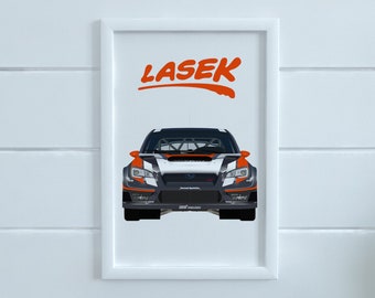 Bucky Lasek - Subaru Rally Car Poster, Minimalist Poster