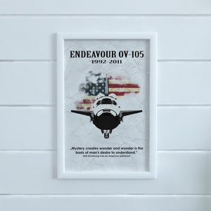 NASA Endeavour OV-105 Space Suttle, Vintage Poster, Quote Poster