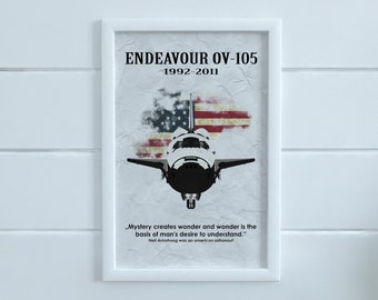 NASA Endeavour OV-105 Space Suttle, Vintage Poster, Quote Poster