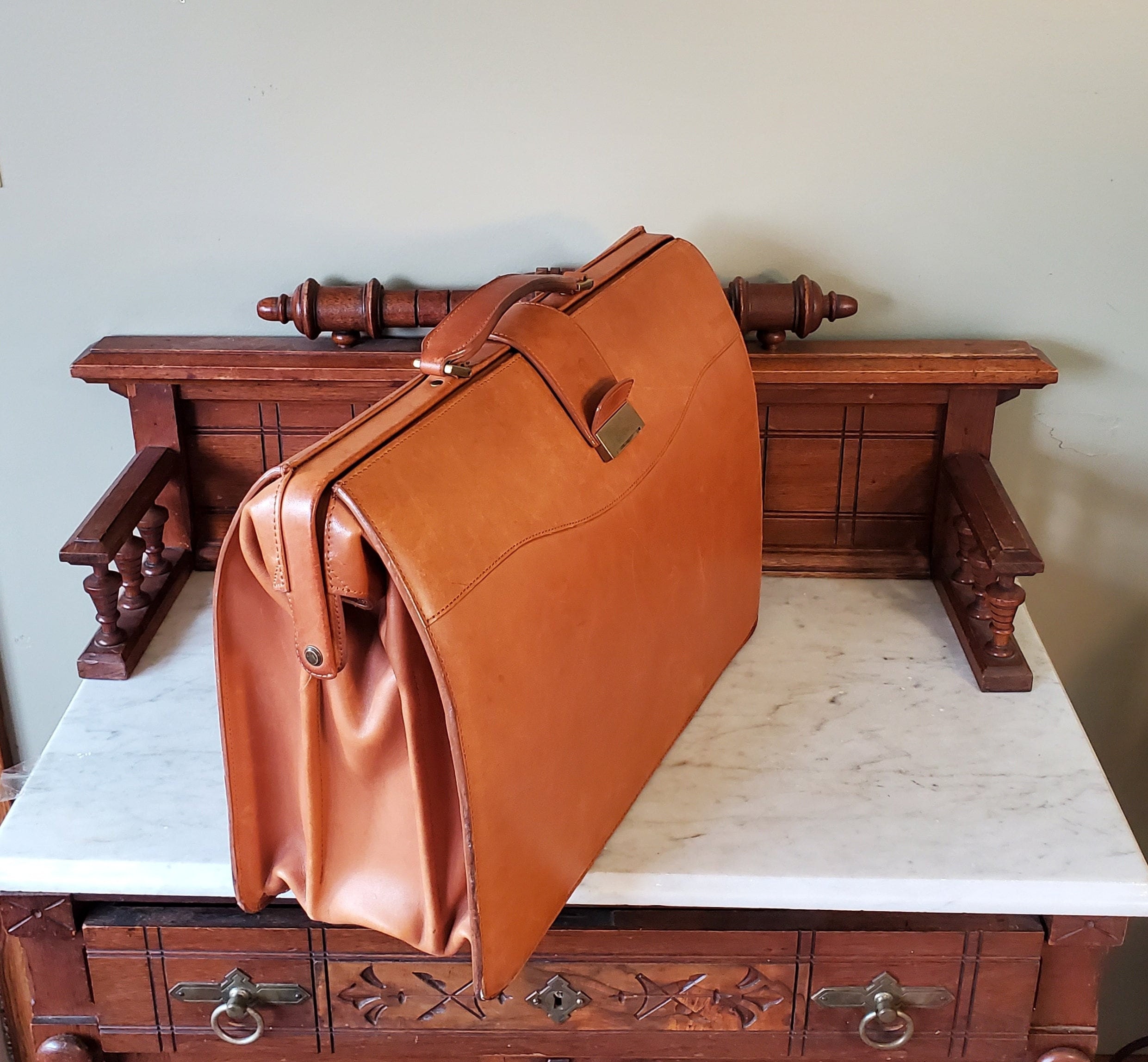 Vintage Mallard Brown Leather Combination Lock Briefcase Attaché
