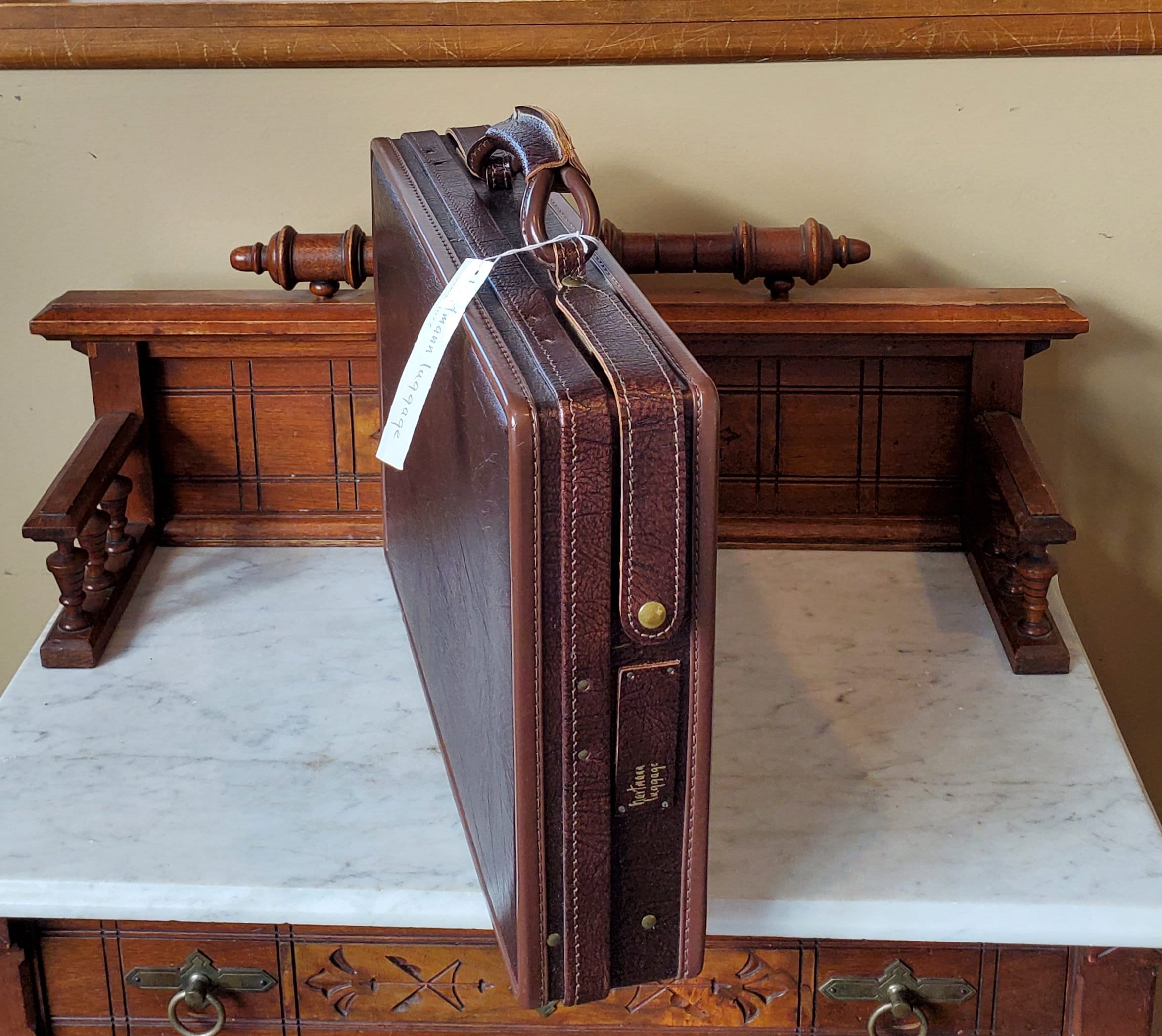 Porte-documents Vintage Hartmann Attache Marron - Cuir Vegan Vinyle, Format 18x13,25x4 Pouces, Occasion