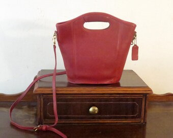 Etsy BDay Sale Coach Mini Shopper In Red Leather With Brass Hardware Style 9993 - Made In United States- VGC