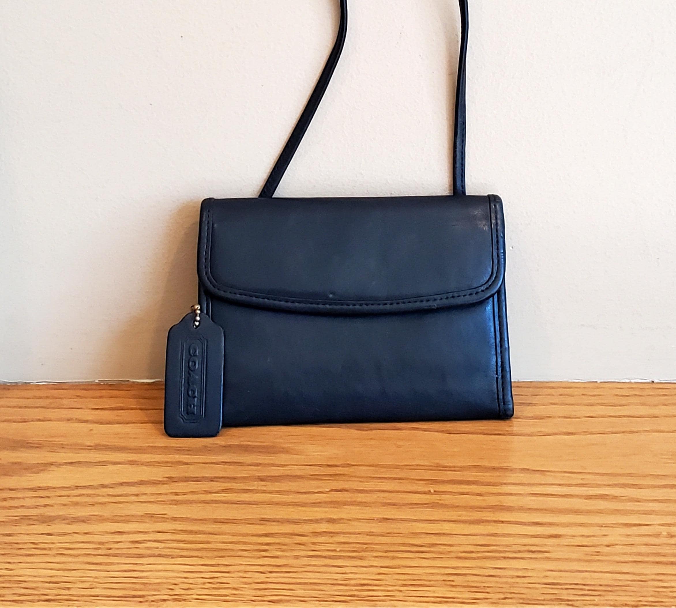 Vintage Coach Change Purse Black がま口 Vintage Coach Leather Wristlet Pouch Black Coin Purse Clutch