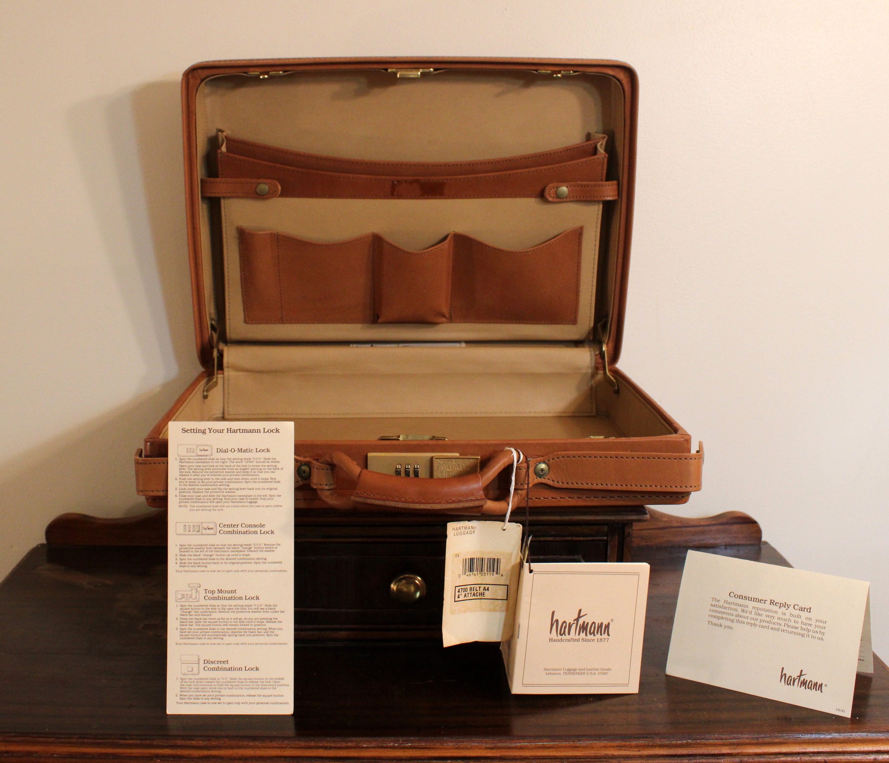 PRICE DROP! Classic Hartman Belted Leather Single combo Lock Briefcase