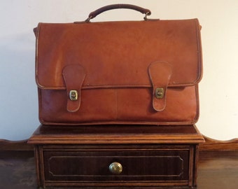 Etsy BDay Sale Coach Diplomat British Tan Double Gusseted Briefcase Attache Laptop Case- Made In The 'Factory' In New York City - VGC