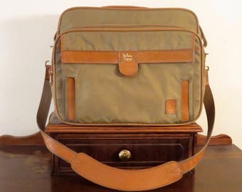 Dads Grads Sale Hartmann Triple Compartment Fisherman's Packcloth and Belting Leather Carry On Briefcase & Travel Bag With Dual Straps - EUC