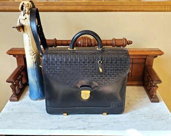 Coach Beekman Briefcase in British Tan Leather With Brass Hardware