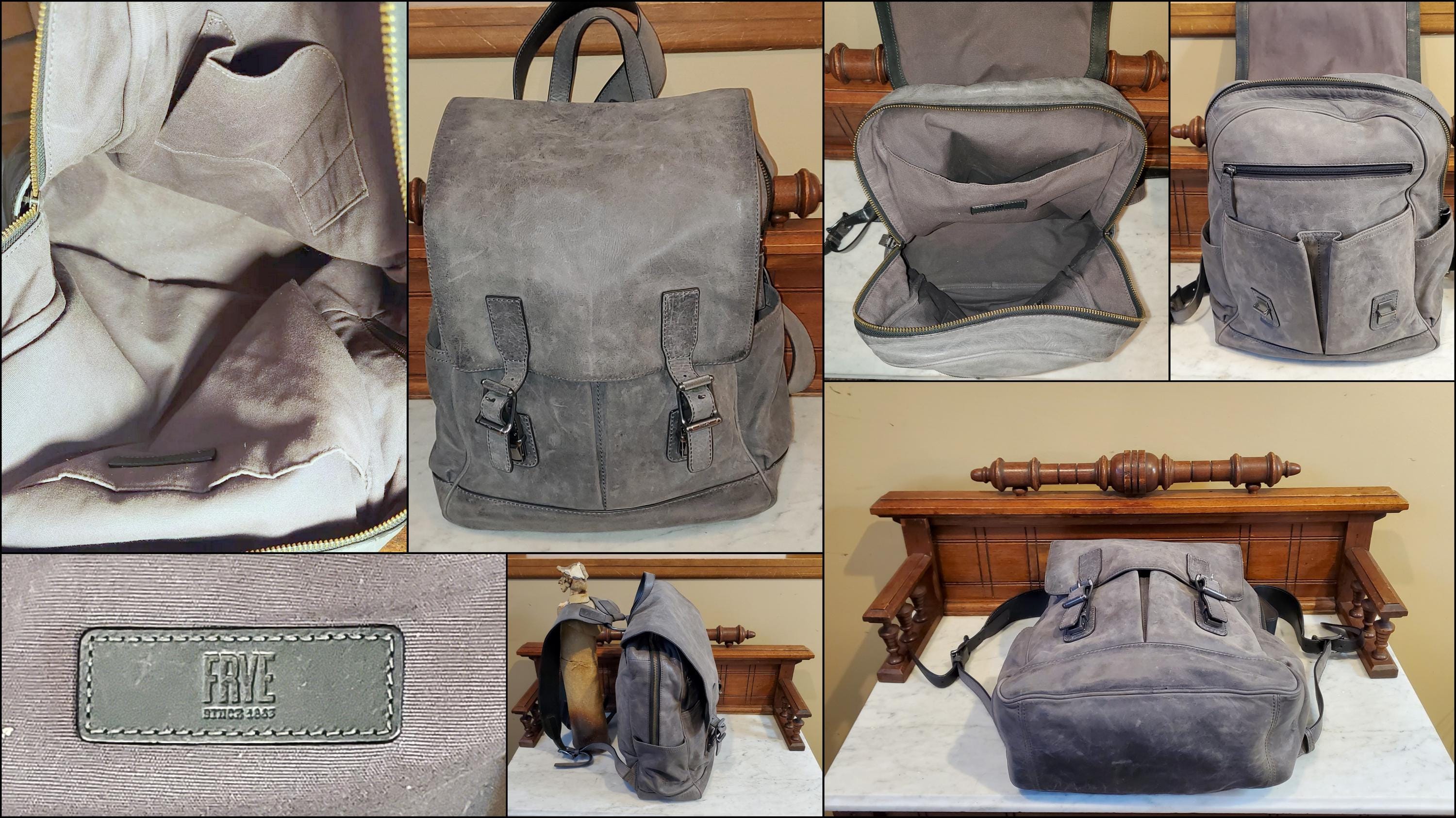 Vintage Frye Leather Backpack – Slate Gray, Laptop Size - Etsy