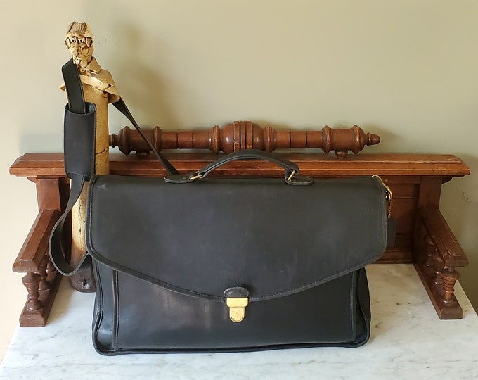 Coach Morgan Briefcase in Black Leather With Brass Touchlock - Etsy