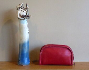 Etsy BDay Sale Coach Cosmetic Case in Red Leather - VGC