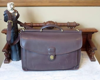 Dads Grads Sale Coach Beekman Briefcase In Mahogany Leather With Brass Hardware- Style No. 5266 - Made In United States- VGC