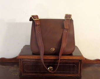 Etsy BDay Sale Coach Stewardess Bag In Mocha (Brown) Leather With Brass Hardware Style No 9525 Made In United States- VGC