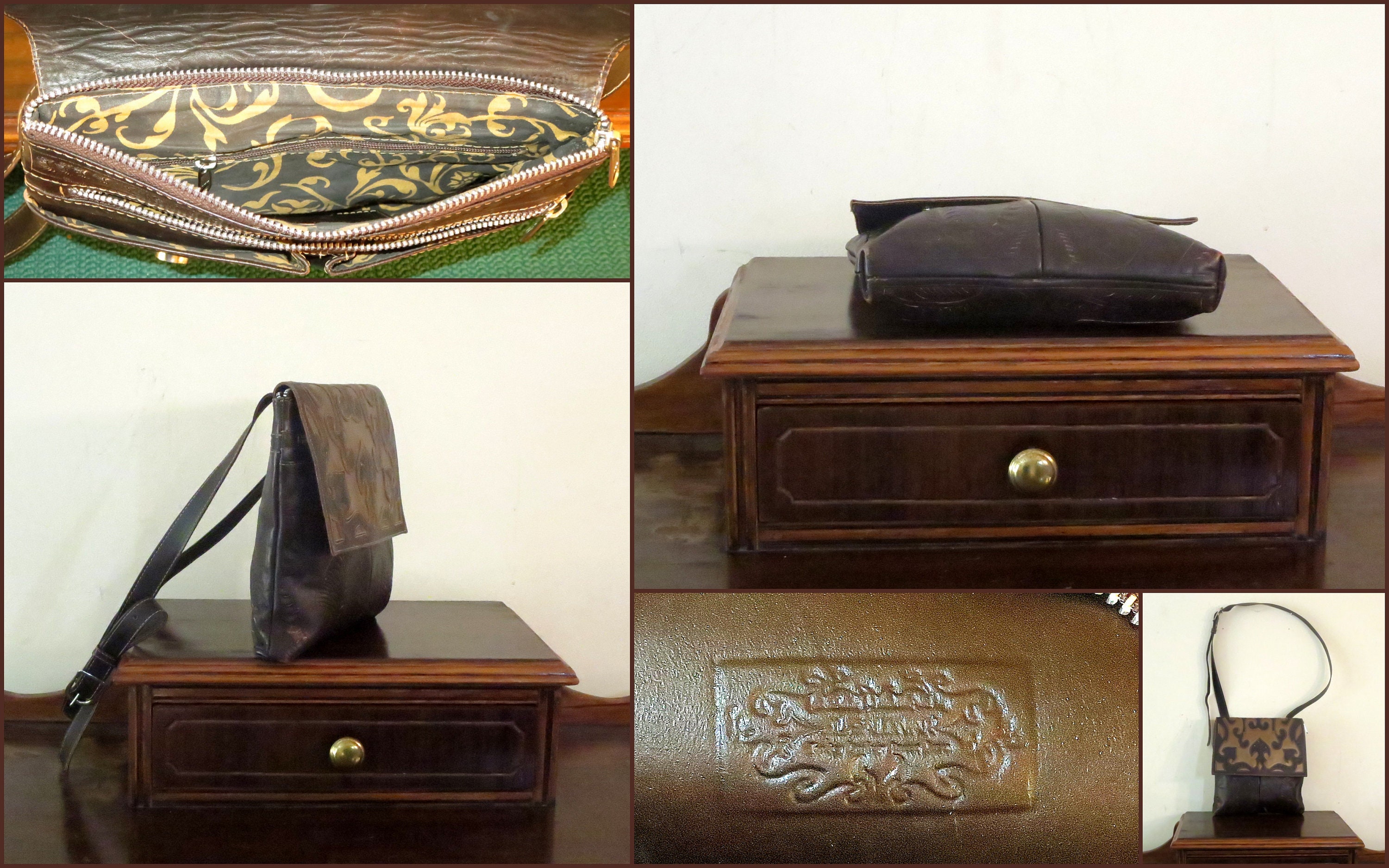 Umhängetasche aus zwei toned Braun & Bronze Leder mit | Etsy