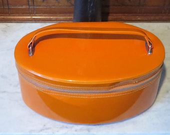 Dads Grads Sale Vintage Tangerine Vinyl Oval Train Case -Very Cool