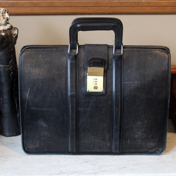 Leather Briefcase With Combination Lock Etsy