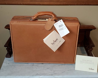 SALE Hartmann 4700 A5 Natural Belting Leather 4" Briefcase Attaché - Made In U.S.A. - NEVER USED- New In Box With Tags