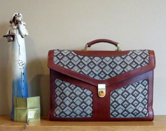 Schlesinger Brothers Atelier Collection By Herbert Tapestry And Leather Business Briefcase  Made In United Stated -VGC