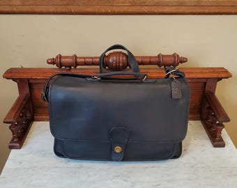 Vintage Coach Metropolitan Briefcase In Black Leather – Brass Hardware, Style 5180 USA Made - VGC