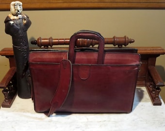 Vintage Hartmann Burgundy Leather Handle Portfolio Attache Briefcase With Detachable Strap- Rare Bag