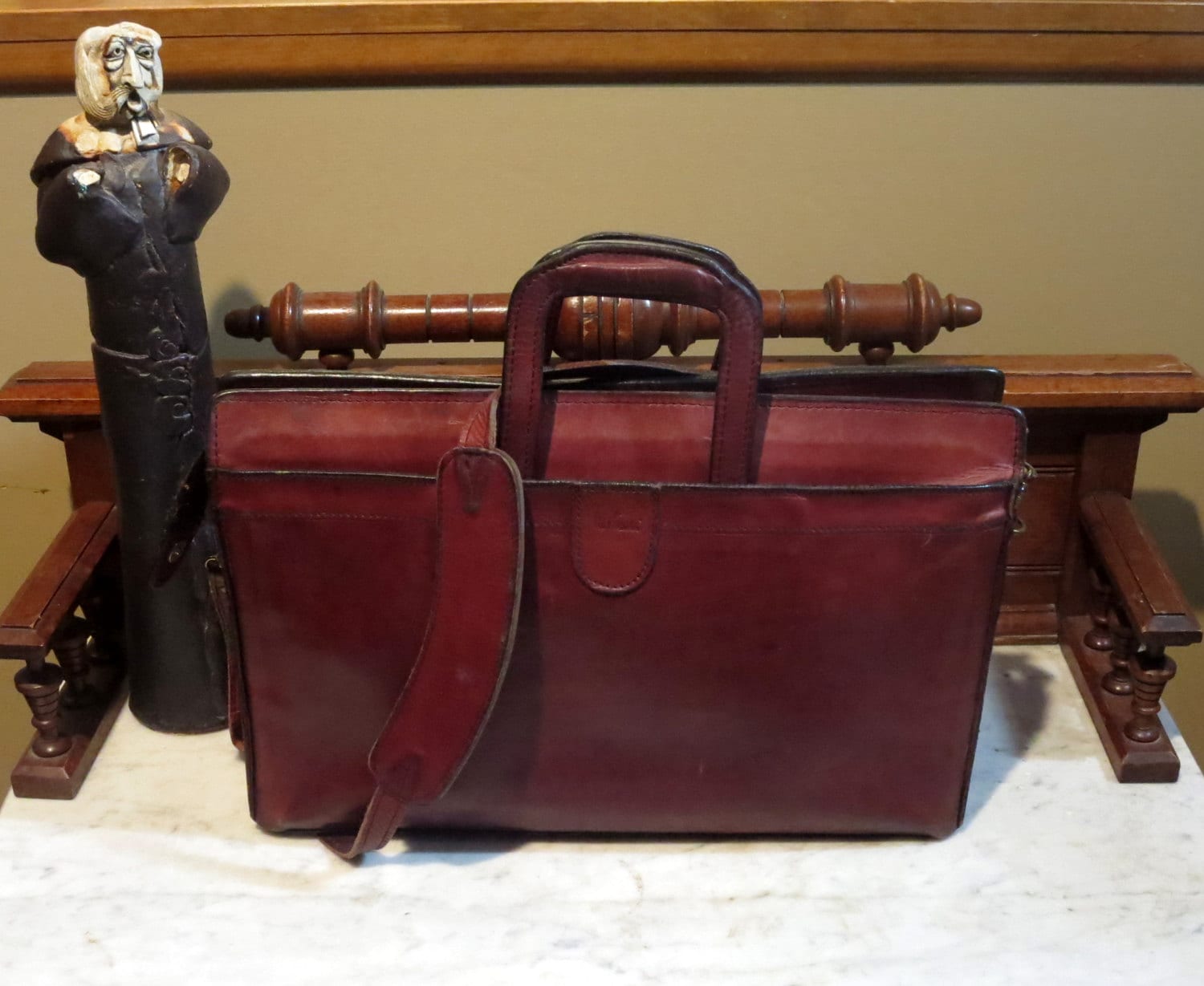 Hartmann Portfolio Briefcase in Burgundy Leather With 