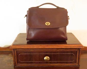 Dads Grads Sale Coach Court Bag In Mahogany (Brown) Leather With Brass Hardware - Strap Missing
