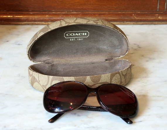 SALE Vintage Coach Clam Shell Eye Glasses Case With Brown  display picture 1