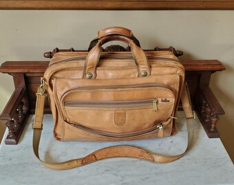 Vintage Custom Made Tan Leather Briefcase Attache Reserved - Etsy