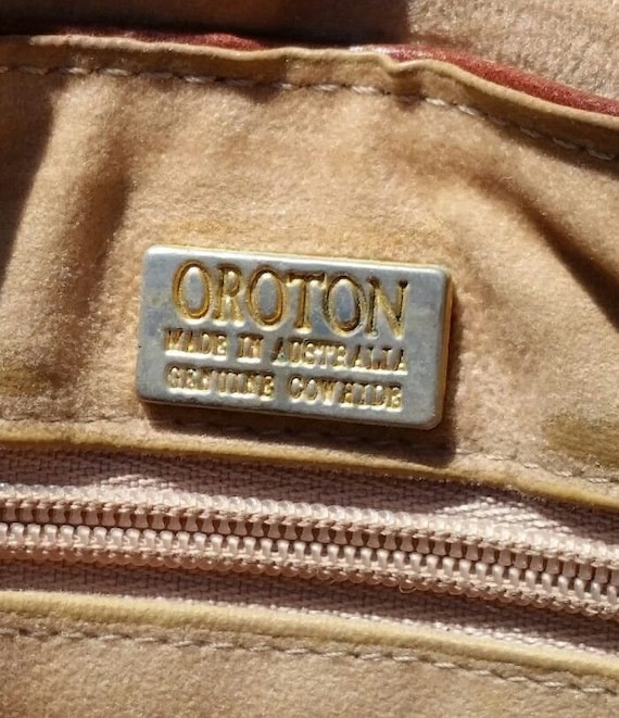 Sale Oroton Whiskey Brown Leather Saddle Bag Style Satchel With