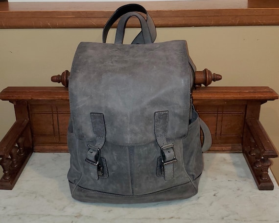 SALE Vintage Frye Slate Gray Leather Buckle Laptop Sized 
