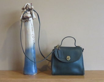 Dads Grads Sale Coach Regina Bag In Bottle Green Leather And Brass Hardware With Crossbody Strap Style 9983 - Made In United States - VGC