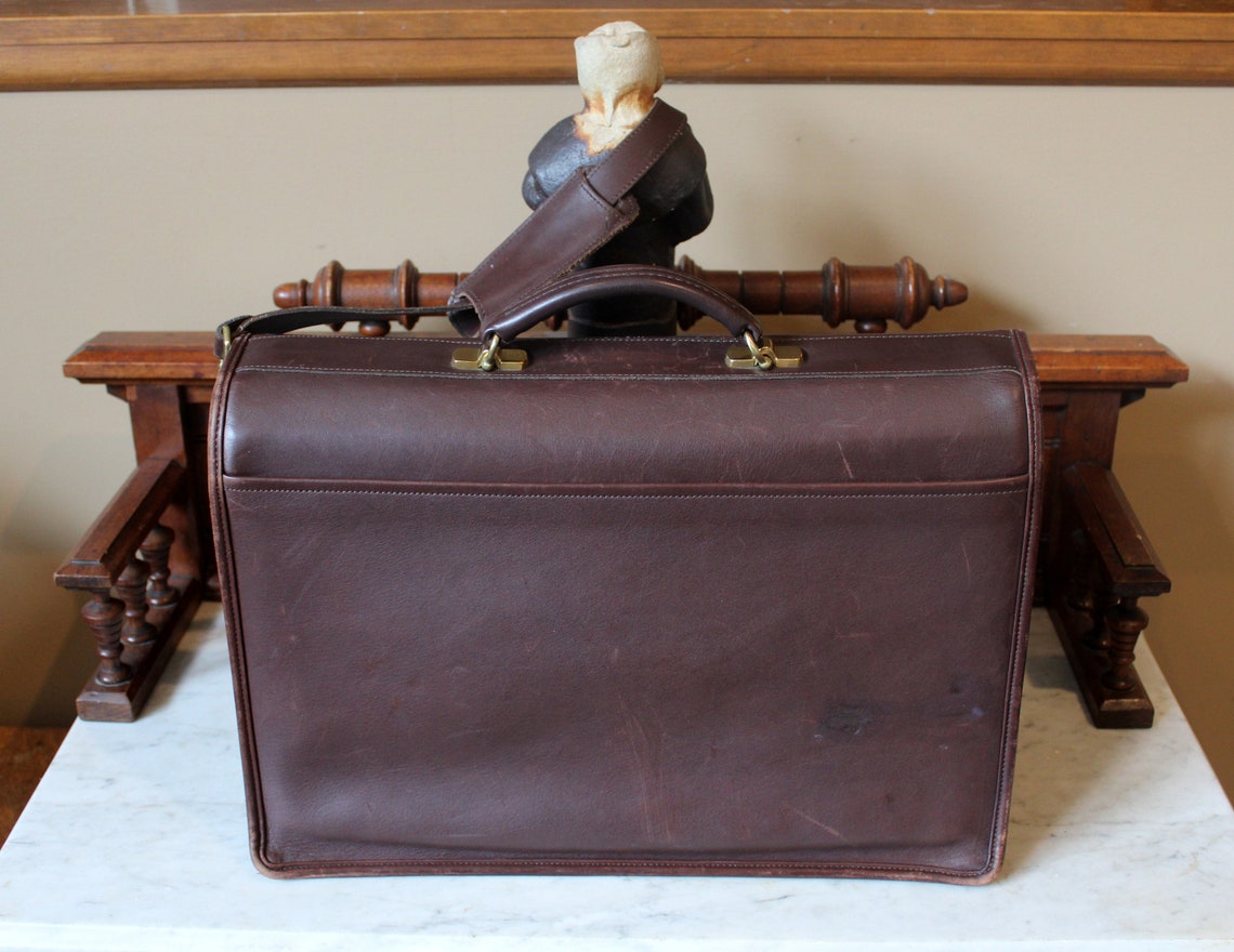 Coach Diplomat Mahogany Leather Briefcase With Brass Hardware Etsy