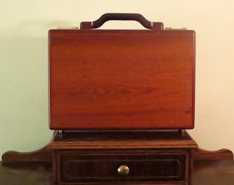 Dads Grads Sale Striking Vintage Rosewood Briefcase Attache With Gold Tone Hardware And Presto Combination Lock - VGC- Beautiful Case