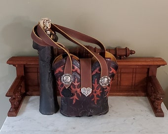 Vintage Miss Capezio Boot Bag Tote In Oxblood Leather With Silver Tone Trim & Dual Shoulder Straps - Made in U.S.A. - EUC