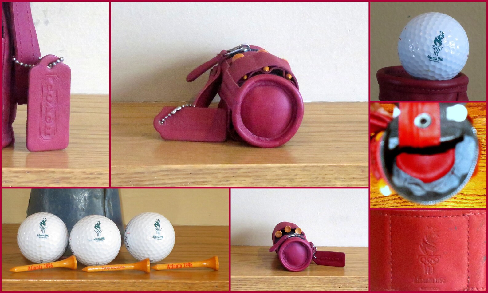 Coach Golf Ball Tee Caddy In Red Leather 1996 Atlanta Olympic Etsy