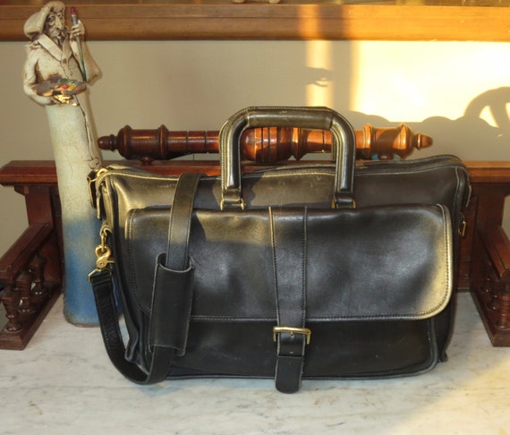 Coach Harrison Multi-compartment Briefcase in Black Leather 