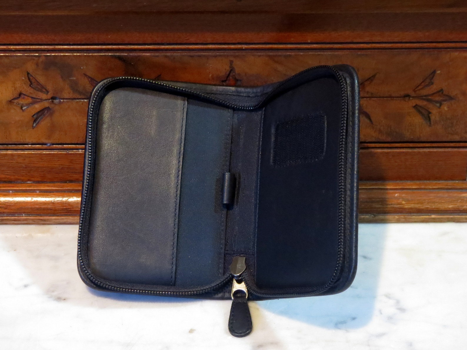Coach Zippered Case in Black Leather With Multipurpose Pocket Etsy