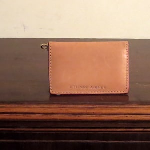 Etienne Aigner Bifold Card Case Or Wallet Insert In Medium Tan Leather- Very Good Condition